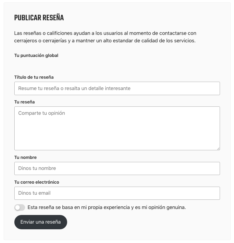 publicar reseñar en cerrajeria